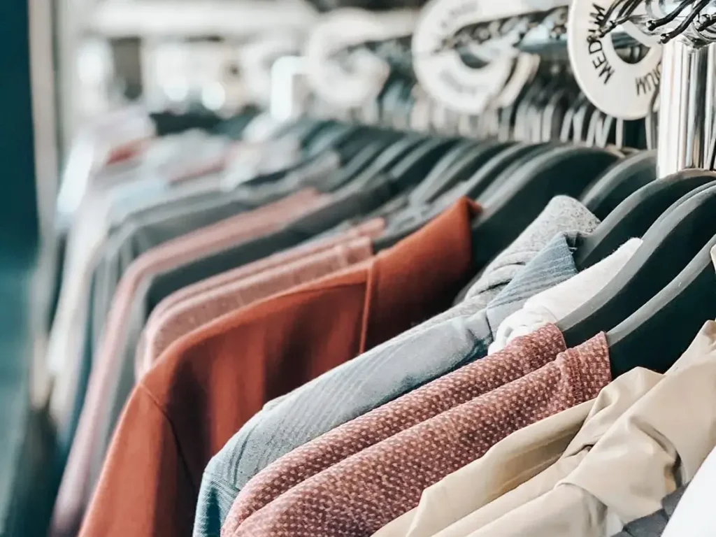 Shirts hanging on a sorting rail