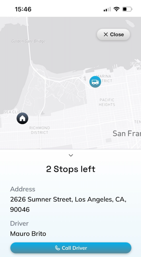 2 Stops Left Address Driver Map of San Francisco