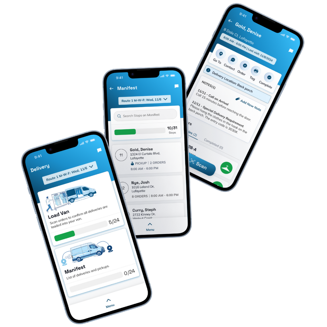 Delivery and route management screenshot